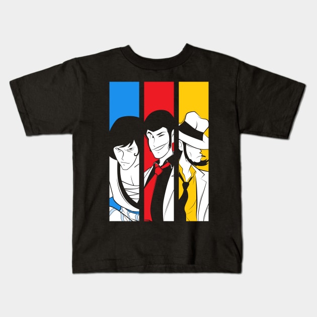 054b Lupin Trio Kids T-Shirt by Yexart